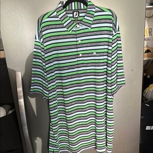 FootJoy Men's Green and Black Striped Polo Shirt